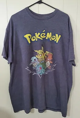 A Pokémon Vintage Gray Character Graphic Picachu Gamer Shirt Men's XXL • $14.95