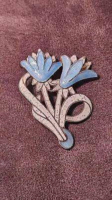 Vintage Margot De Taxco Flower 5837 Enamel Sterling Silver Brooch Mexico • $99.99