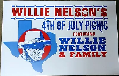 $19.15 • Buy Willie Nelson & Family  4th Of July Picnic  2015 Austin, Tx Concert Tour Poster