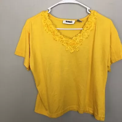 Vintage Gitano Short Sleeve Yellow Blouse Size L Womens • $13.15
