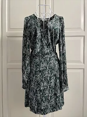 Kookai Long Sleeve Wrap Dress Size 36 Green • $28.99