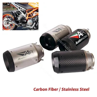 38-51mm Carbon Motorcycle Exhaust Tips Muffler Short Escape Pipe ATV Street Bike • $78.29