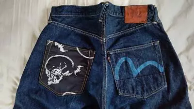EVISU Blue Seagull Logo Denim Pants Jeans Lot.2001 No.2 34×35 Used From Japan • $289.64