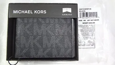 Michael Kors  JET SET  Men's Bi-Fold Wallet Black W/ Logo MSRP $98 New In Box! • $34.95