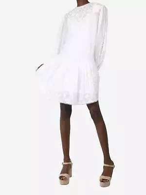 Zimmermann White Floral Embroidered Mini Dress - Size UK 10 • £272.16