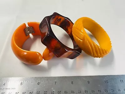 Collection Lot Great Colorful Vintage Bakelite Bracelets.. Carved Bangle - M3 • $219.99