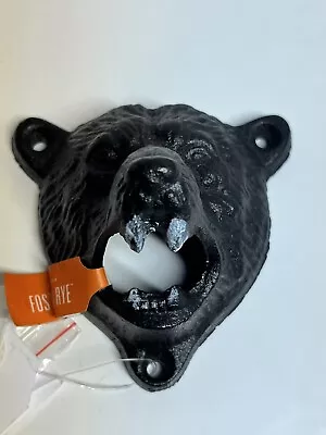 GRIZZLY BEAR HEAD BOTTLE OPENER Wall Mount Cast Iron Country Western Decor • $8