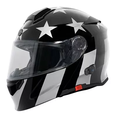 Torc T28B Full Face Modular Bluetooth Helmet - Silver Star - Large • $231.95