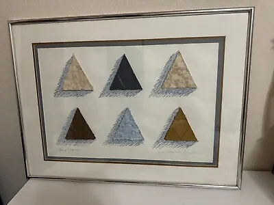 Mixed Media Collage Art Signed By Artist Titled Grand Or Board Triangles • $175