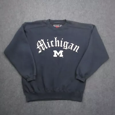 VTG Michigan Wolverines Sweatshirt Mens Medium Blue Crewneck Old English Sweater • $34.95