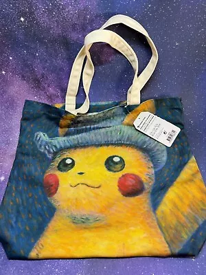 Pokemon Center X Van Gogh Museum: Pikachu W/Grey Felt Hat Canvas Tote Bag • $49.99