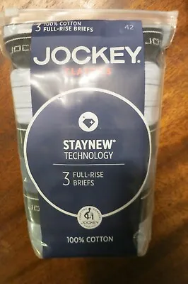 $13.56 • Buy NEW Jockey Classics 42 Full Rise Briefs 9950 100% Cotton Stay New Stay Dry Blues