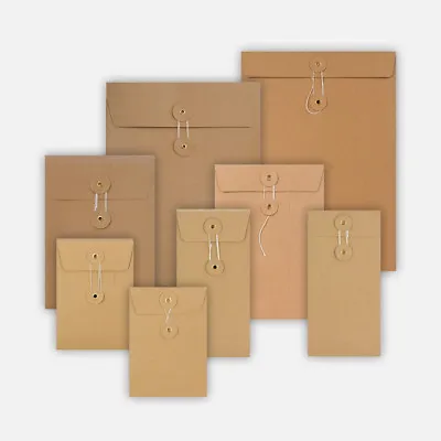 String & Washer Envelopes Button&Tie Mailer In Brown Color With All Type & Qty's • £7.99
