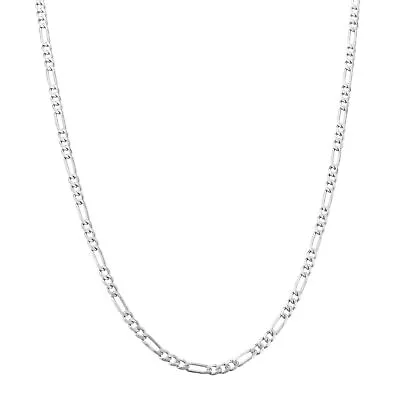 10K White Gold Solid 2.25mm Italy Figaro Link Chain Womens Pendant Necklace 18  • $174