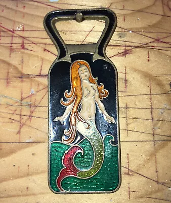 Vintage Enameled Bronze Bottle Opener —Greek—Mermaid  • $28