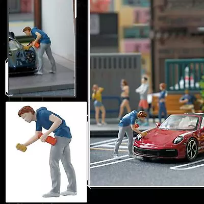 1/64 Scale Diorama Figure Doll Toy Car Wash Boy Miniature Model For Architecture • £9.12