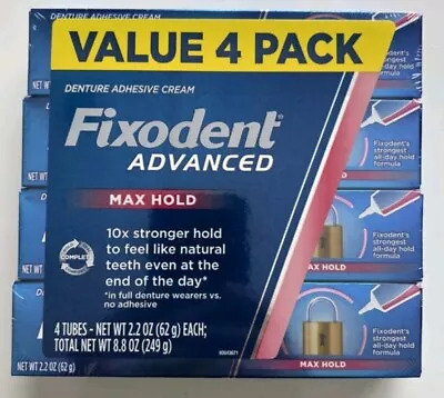 Fixodent Advanced Max Hold Denture Adhesive (2.2 Oz. 4 Pk.) • $18.99