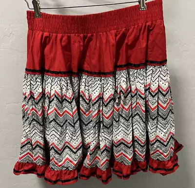 Square Up Fashions Red Gray Black Chevron Square Dance Skirt  Size M Style 4490 • $19.85