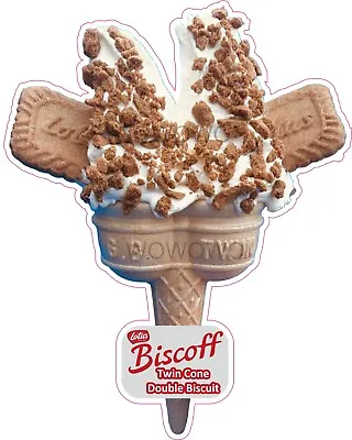 Ice Cream Van Sticker Twin Lotus Biscoff Cone & 2 Biscuits Ice Cream Decal • £3.95