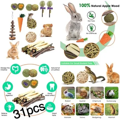 31Pcs Chew Toys Set For Rabbit Guinea Pig Hamster Chinchillas Small Animal • £13.99