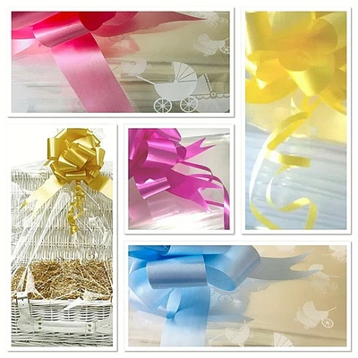 £3.10 • Buy 💜 Large-Xx Cellophane Hamper Bag & Bow Basket Gift Wrap Birthday Christmas Baby