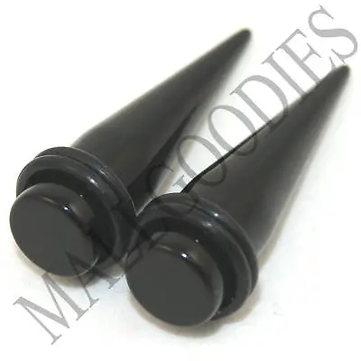 0611 Black Acrylic Stretchers Tapers Expanders Ear Plugs 7/16  Inch 11mm 1 Pair • $7.95
