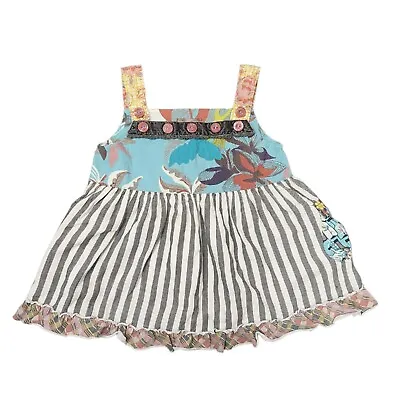 Matilda Jane You & Me Tank Top Girls Size 6 Striped Floral Button Detail Pockets • $10.99