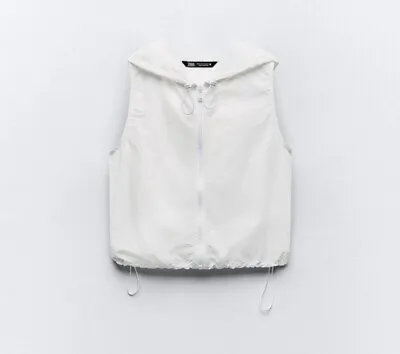 Zara NWT Women's Hooded Nylon Vest W/ Adjustable Toggles Size M • $34.99