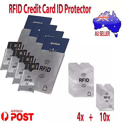 $3.37 • Buy RFID Blocking Sleeve Secure Credit Card ID Protector Anti Scan Safety 4xL + 10xS