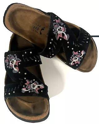 $34.87 • Buy Birkenstock Betula Zara 240 Black Floral Embroidered Sandals Women’s Size 37