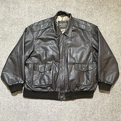 Excelled Leather Jacket Mens 4XL Brown Bomber Military Pilot Fly High A2 Aviator • $62.96
