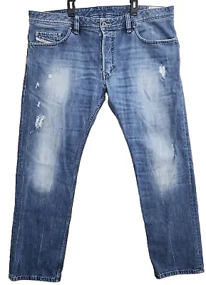 Diesel Safado Regular Slim Straight Button Fly Jeans Men’s 38x30 Blue Distressed • $39.99