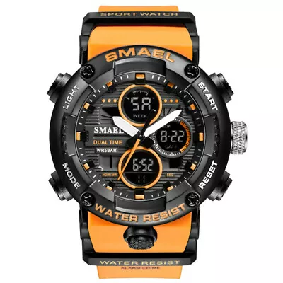 SMAEL Men Sport Watches Military Stopwatch LED Digital Dual Time Male Wristwatch • $12.91