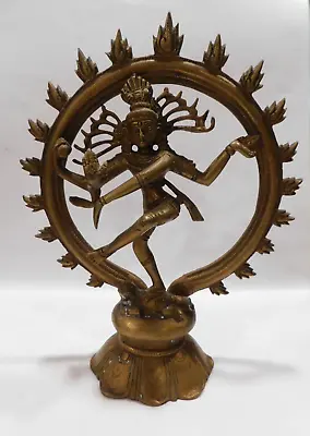 Vtg Brass Nataraja Shiva Hindu Statue On Dwarf Kali Goddess 9 1/2  Tall • $22.99