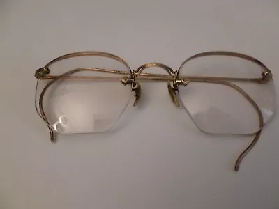 Vintage Rimless Eyeglasses Gold Frames C.O.C. 1/10 12 Kt. G F Ful Vue With Case  • $40