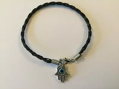 Hamsa Black Silver Bracelet Evil Eye Charm Kabbalah Hand Of Fatima Judaica A131 • £2.89