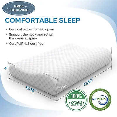 Orthopedic Contour Memory Foam Pillow Cervical Bed Pillow For Pain Relief • $19.99