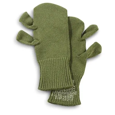 US Military Mitten Gloves Men's Trigger Finger Gun Shooting Green Wool M65 MED • $16.99