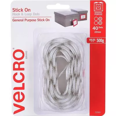 Velcro Brand Stick On Hook And Loop Dots 22mm White Pack 40 • $27.95