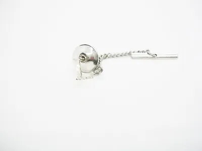 Initial L Sterling Silver Tie Tack Diamond Cut Monogram Tie Pin With Chain • $19.96