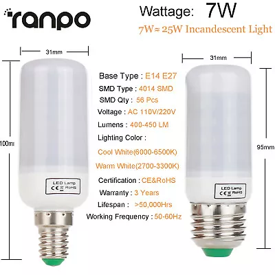 LED Corn Bulb Light E27 E14 5W 7W 8W 9W 15W 110V 220V 4014 SMD Milky White Lamp • $2.88