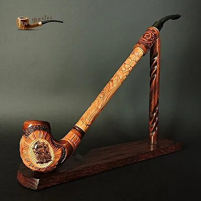 Unique Wooden Tobacco Smoking Pipe + Stand  Ship 13   Churchwarden  Long      • £34.99