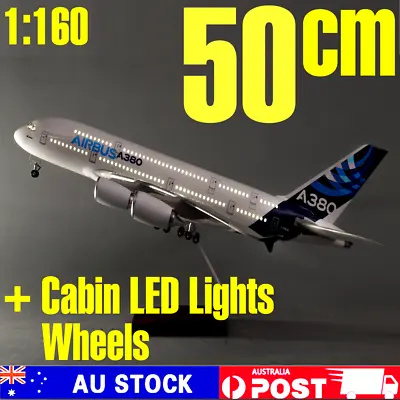 Diecast Model Plane Large Original Airbus A380 1:160 50cm W/ LED Lights Wheels • $180