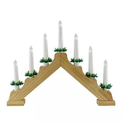 Christmas Wooden Candle Bridge Pre-Lit Window Arch Home Decoration Xmas Lights • £9.99