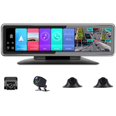 Android 8.1 12”Touch Screen 360°Panoramic With 4 Cams Recording Mirror Dash Cam • $296.10