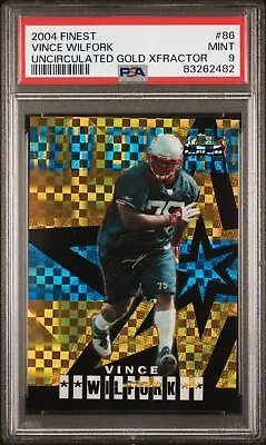 2004 Topps Finest Gold Refractor Vince Wilfork Rookie NE Patriots SB #/150 PSA 9 • $250