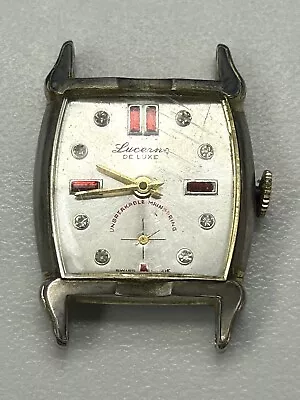 Vintage Lucerne Rectangular Case Watch Diamond Ruby Dial Fancy Lugs For Parts • $25