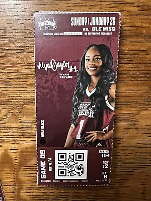 2020 Mississippi State Womens Basketball Collectible Ticket Stub Myah Taylor • $5.99