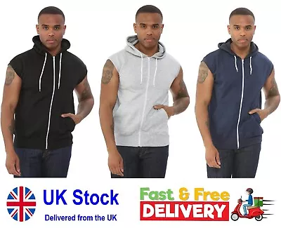 Mens Sleeveless Zip Up Hoodie Workout Fitness Hooded Sweatshirt Gillet Jacket • $13.66