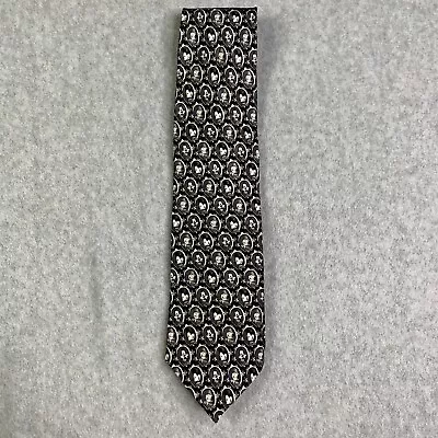 The Disney Store Mickey Mouse Tie Silk Black White All Over Print Mens • $19.89